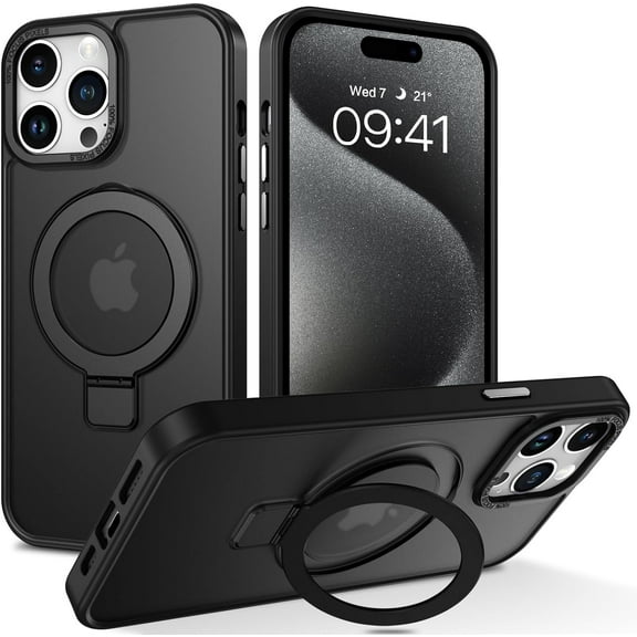 KOMI for iPhone 13 Pro Max Case Magnetic with Ring Stand[Compatible with Magsafe], Full Body Protective Cover Slim Shockproof Kickstand Phone Case for Apple iPhone 13 Pro Max 6.7", Black