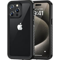KOMI for iPhone 15 Pro Max Case, IP68 Waterproof Dustproof Case with Built-in Screen Protector, Full Body Heavy Duty Shockproof Rugged Phone Cover for iPhone 15 Pro Max - 6.7", Black/Clear
