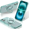 thumbnail image 1 of KOMI for iPhone 16 Plus Case, with Magnetic Ring Stand [Compatible with MagSafe] [Military Grade Protection] Slim Shockproof Translucent Protective Phone Case Green, 1 of 6