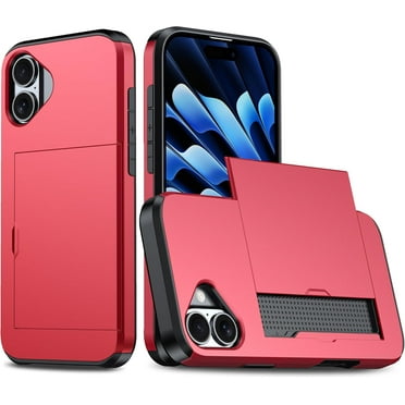 KOMI for iPhone 16 Plus Case Wallet with Card Holder, iPhone 16 Plus Phone Case for Women Men, Military Grade Shockproof Slim Protective Bumper Cover Red