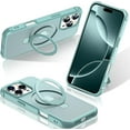 thumbnail image 1 of KOMI for iPhone 16 Pro Case 6.3", with Magnetic Ring Stand [Compatible with MagSafe] [Military Grade Protection] Slim Shockproof Translucent Protective Phone Case Green, 1 of 6