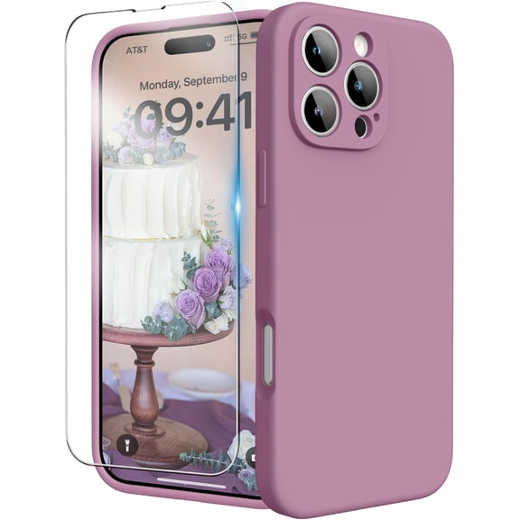 KOMI for iPhone 16 Pro Max Case, Liquid Silicone Case with Camera Protection Soft Gel Rubber Cover with Microfiber Lining Shockproof Protective Phone Case for iPhone 16 Pro Max 6.9", Lilac Purple