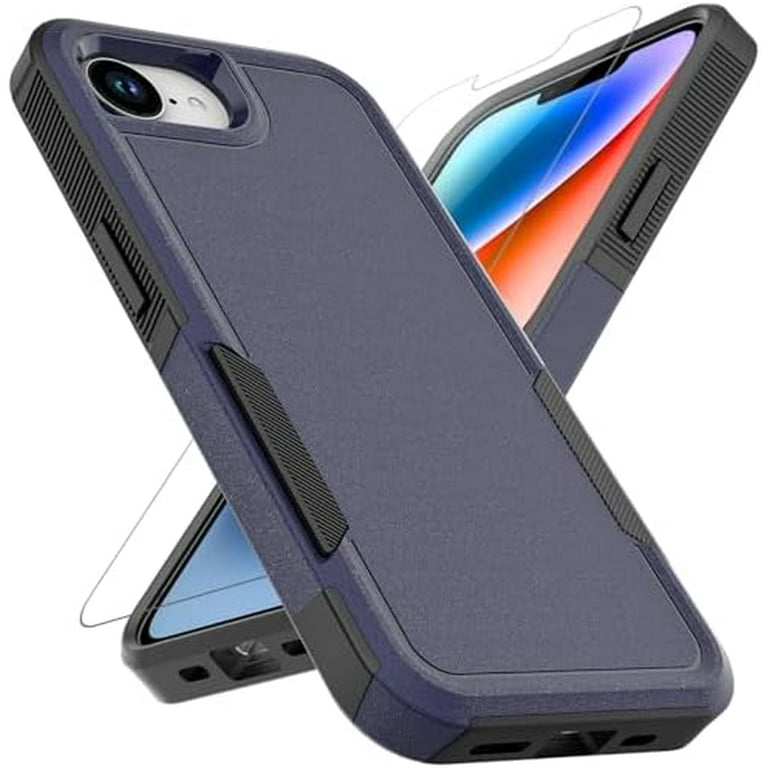 Komi iPhone 16E Case: Dual Layer Protective Heavy Duty Cell Phone Cover Shockproof Rugged with HD Screen Protector - Military Protection Bumper Tough
