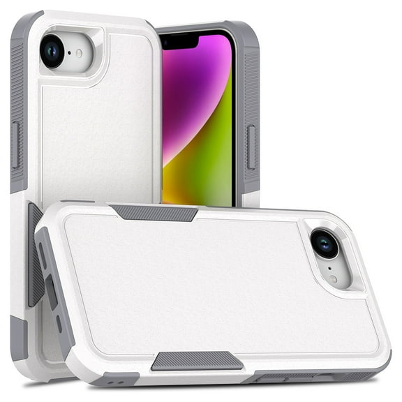 KOMI for iPhone 16e 2025 Case: Dual Layer Protective Heavy Duty Cell Phone Cover Shockproof Rugged with HD Screen Protector - Military Protection Bumper Tough - iPhone SE4 2025, White