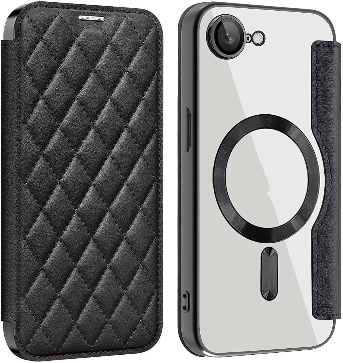 KOMI for iPhone 16E Case,Magnetic Leather [Compatible with Magsafe] Card  Slot Flip Folio Wallet Shockproof Drop Protection Phone Case for iPhone 16e  6.1 Inch (Black) - Walmart.com
