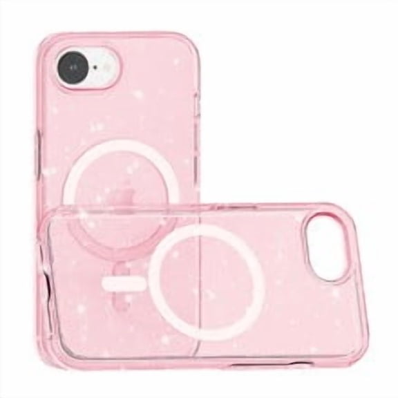 KOMI for iPhone 16E Case Magnetic : for SE 4 2025 Glitter Clear Anti Yellowing Rugged Case Military Grade Protection Slim Sparkle Cases | Scratch-Resistant Transparent Cell Phone Cover Pink Glitter
