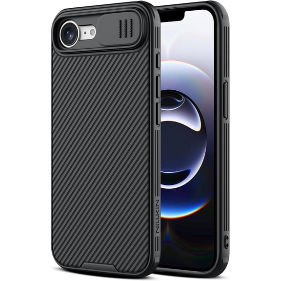 KOMI for iPhone 16E Case with Slide Camera Cover, [Upgraded Camera Lens Protection] Slim Shockproof Protective Phone Case for iPhone 16E 6.1 inch, Black