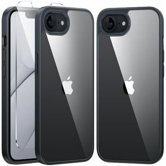 KOMI for iPhone 16e Case: Anti Yellowing Shockproof Case | Military Grade Protection Scratch-Resistant Cases | Rugged Slim Transparent Cell Phone Cover - Black