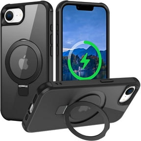 KOMI for iPhone 16e Case, with Magnetic Ring Stand [Compatible with MagSafe] [Military Grade Protection] Slim Shockproof Translucent Protective Phone Case - Black