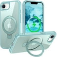thumbnail image 1 of KOMI for iPhone 16e Case, with Magnetic Ring Stand [Compatible with MagSafe] [Military Grade Protection] Slim Shockproof Translucent Protective Phone Case - Teal, 1 of 7