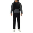 thumbnail image 1 of KOMOO 2 Piece Men Fitness Sports Pants Outfits Patchwork Drawstring Hooded Running Jogger Pants Sets, 1 of 9