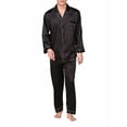 thumbnail image 1 of KOMOO 2Pcs Mens Silk Satin Pajamas Sets Solid long Sleeve Button Down Tops+Long Pants Sleepwear Summer Pjs Loungewear Plus Size, 1 of 6