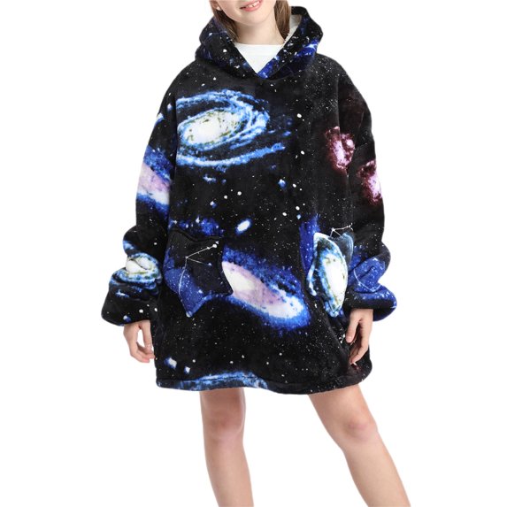 KOMOO Adult Kids Oversized Hoodie Ultra Soft Fleece Wearable Blanket Hoodie With Front Pocket Fuzzy Giant Sweater Sweatshirt