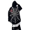 thumbnail image 1 of KOMOO Couple Halloween Spider Hoodie Oversized Big Pocket Loose Hoodies Punk Gothic Harajuku Sweatshirt for Women Men, 1 of 7