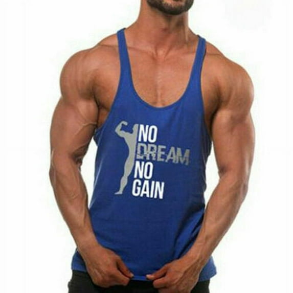 KOMOO Men Letter Printed Sports Vest Bodybuilding Workout Gym Tank Top Muscle Fitness Sleeveless Vest