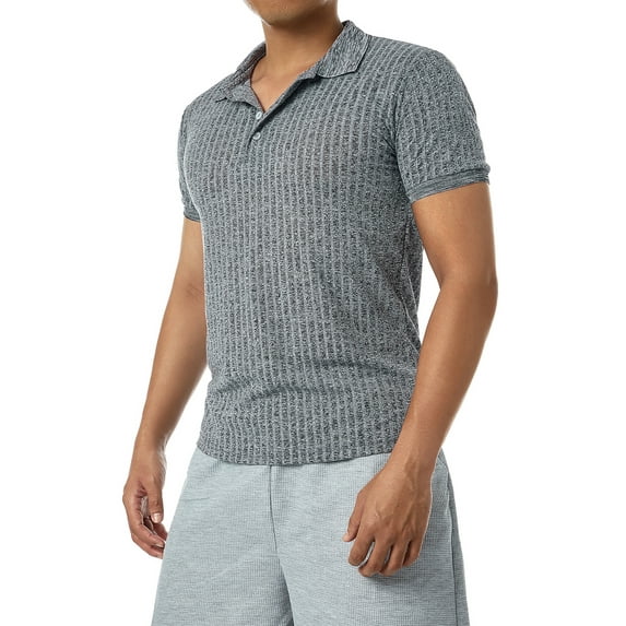 KOMOO Men Muscle T Shirts Stretch Short Sleeve Workout Tee Casual Slim Fit Polo Shirt Plus Size