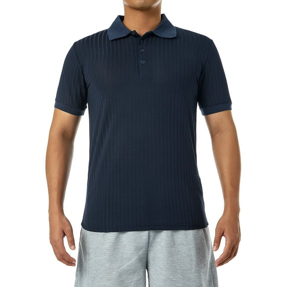 KOMOO Men Muscle T Shirts Stretch Short Sleeve Workout Tee Casual Slim Fit Polo Shirt Plus Size