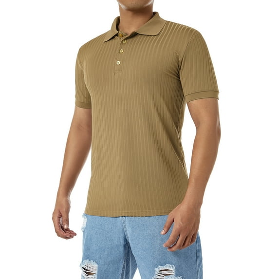 KOMOO Men Muscle T Shirts Stretch Short Sleeve Workout Tee Casual Slim Fit Polo Shirt Plus Size