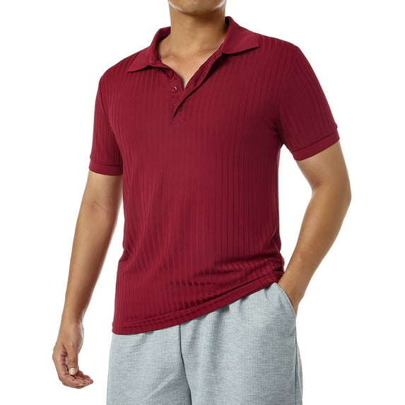 KOMOO Men Muscle T Shirts Stretch Short Sleeve Workout Tee Casual Slim Fit Polo Shirt Plus Size