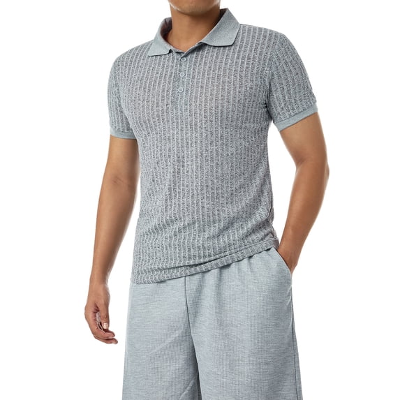 KOMOO Men Muscle T Shirts Stretch Short Sleeve Workout Tee Casual Slim Fit Polo Shirt Plus Size