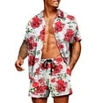 thumbnail image 1 of KOMOO Men Printed Shirt Hawaiian Sets Casual Button Down Short Sleeve Shirt and Shorts Summer Beach Suit, 1 of 9