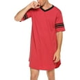 thumbnail image 1 of KOMOO Men Short Sleeve Pajamas V Neck Loose Sleepwear Unisex Oversized Nightwear Sleep Shirt Nightgown, 1 of 8