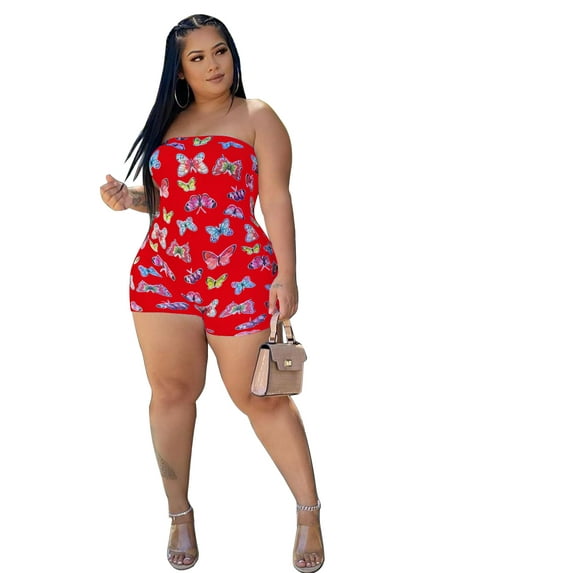 KOMOO Oversize Women Off Shoulder Romper Butterfly Sleeveless Jumpsuit Bodycon Short Rompers