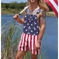 thumbnail image 1 of KOMOO Plus Size Overalls American Flag One Piece Romper Denim Bib Shorts Casual Jean Rompers Adjustable Strap Jumpsuits with Pockets for Men Women, 1 of 1