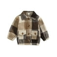 thumbnail image 1 of KOMOO Toddler Baby Flannel Jacket Long Sleeve Lapel Corduroy Jacket Button Elastic Hem Plaid Shacket Jacket, 1 of 9