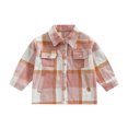 thumbnail image 1 of KOMOO Toddler Flannel Plaid Jacket Long Sleeve Lapel Shacket Jackets Baby Boy Girls Button Flannel Shirts Coats, 1 of 9
