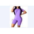 thumbnail image 1 of KOMOO Women 2PCS Sport Set Short Sleeve Tee High Waist Elastic Shorts Slim Yoga Workout Outfits, 1 of 7