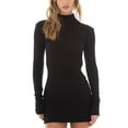 thumbnail image 1 of KOMOO Women Backless Bodycon Mini Dress Long Sleeve High Neck Ribbed Sweater Dress Wrapped Short Dress, 1 of 6