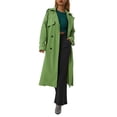 thumbnail image 1 of KOMOO Women Double Breasted Long Trench Coat Classic Lapel Overcoat Waterproof Long Jacket with Belt, 1 of 9