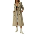 thumbnail image 1 of KOMOO Women Double Breasted Long Trench Coat Classic Lapel Overcoat Waterproof Long Jacket with Belt, 1 of 9