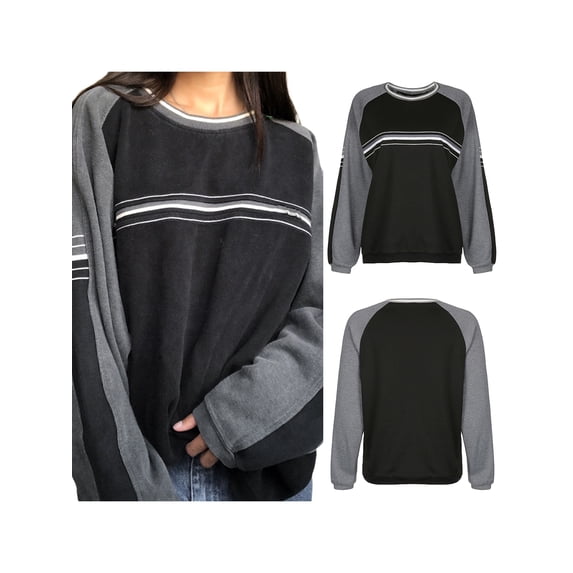 KOMOO Women Grunge Sweatshirt Aesthetic Harajuku Graphic Print Sweatshirts Crewneck Long Sleeve Oversized Vintage Pullover