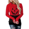 thumbnail image 1 of KOMOO Women Halloween Hoodies Pumpkin Face Long Sleeve Drawstring Hooded Sweatshirts Casual Loose Pullover, 1 of 2