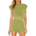 thumbnail image 1 of KOMOO Women Knit 2 Pieces Shorts Set Crochet Sleeveless Tank Tops Elastic Waist Shorts Outfits Streetwear, 1 of 5