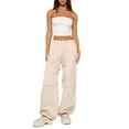 thumbnail image 1 of KOMOO Women Loose Joggers Trousers Elastic High Waist Drawstring Sports Long Pants Trousers, 1 of 5