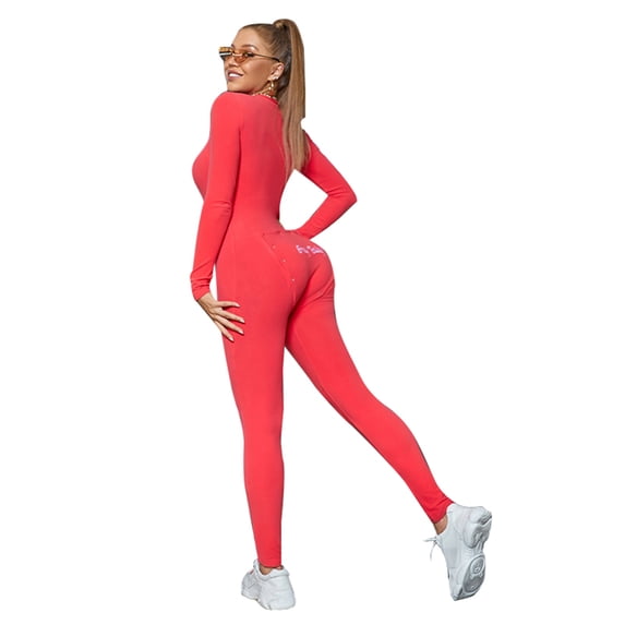 KOMOO Women Onesie Pajamas Deep V Neck Button Bodysuit Long Sleeve Lang Pants One Piece Sleepwear