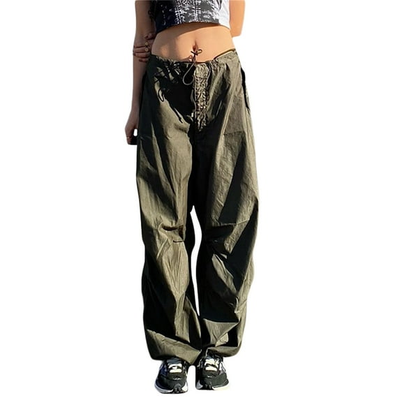 KOMOO Women Oversized Cargo Pants Drawstring Y2K Pants Vintage Aesthetic Joggers Baggy Trousers