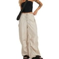thumbnail image 1 of KOMOO Women Oversized Cargo Pants Drawstrings Baggy Sweatpants Low Waist Straight Leg Loose Joggers Trousers, 1 of 5