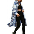 thumbnail image 1 of KOMOO Women Plaid Coat Vintage Long Sleeve Lapel Button Long Cardigan Coat Autumn Winter Thermal Overcoat with Pockets, 1 of 9