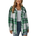 thumbnail image 1 of KOMOO Women Plaid shacket Jacket Oversized Button Long Sleeve Shirt Jacket Coat Tops for Spring Fall Winter, 1 of 7