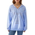 thumbnail image 1 of KOMOO Women Quarter Zip Pullover Hoodie Loose Rhinestone Zip Up Hoodies Long Sleeve Oversized Skull Zipper Hooded Jacket, 1 of 8