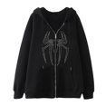 thumbnail image 1 of KOMOO Women Rhinestone Zipper Hoodie Sweatshirts Long Sleeve Zip Up Drawstring Hoodie Oversized Jacket, 1 of 8