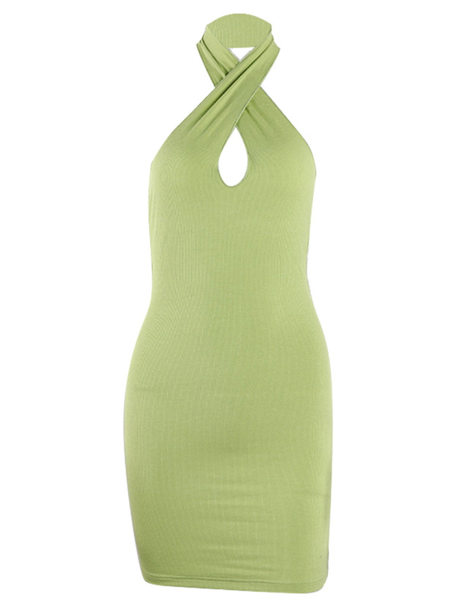 KOMOO Women Skinny Dress Solid Color Cross Halter Backless Bandage Dress  High Waist Short Dress - Walmart.com