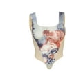 thumbnail image 1 of KOMOO Women Sleeveless/long sleeve Tank Top Angel Printed Square Collar Crop Top Patchwork Irregular Hem Bodycon, 1 of 5