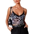 thumbnail image 1 of KOMOO Women Sling Camisole Lace Print Sleeveless Spaghetti Strap Tank top Summer Crop Tops, 1 of 9