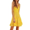 thumbnail image 1 of KOMOO Women Spaghetti Strap Mini Dress V-Neck Floral Lace Slip Short Dress Beach Sundress Plus Size, 1 of 3