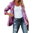 thumbnail image 1 of KOMOO Women Sparkle Blazer Sequin Shimmer Jacket Casual Long Sleeve Glitter Party Shiny Lapel Coat, 1 of 6